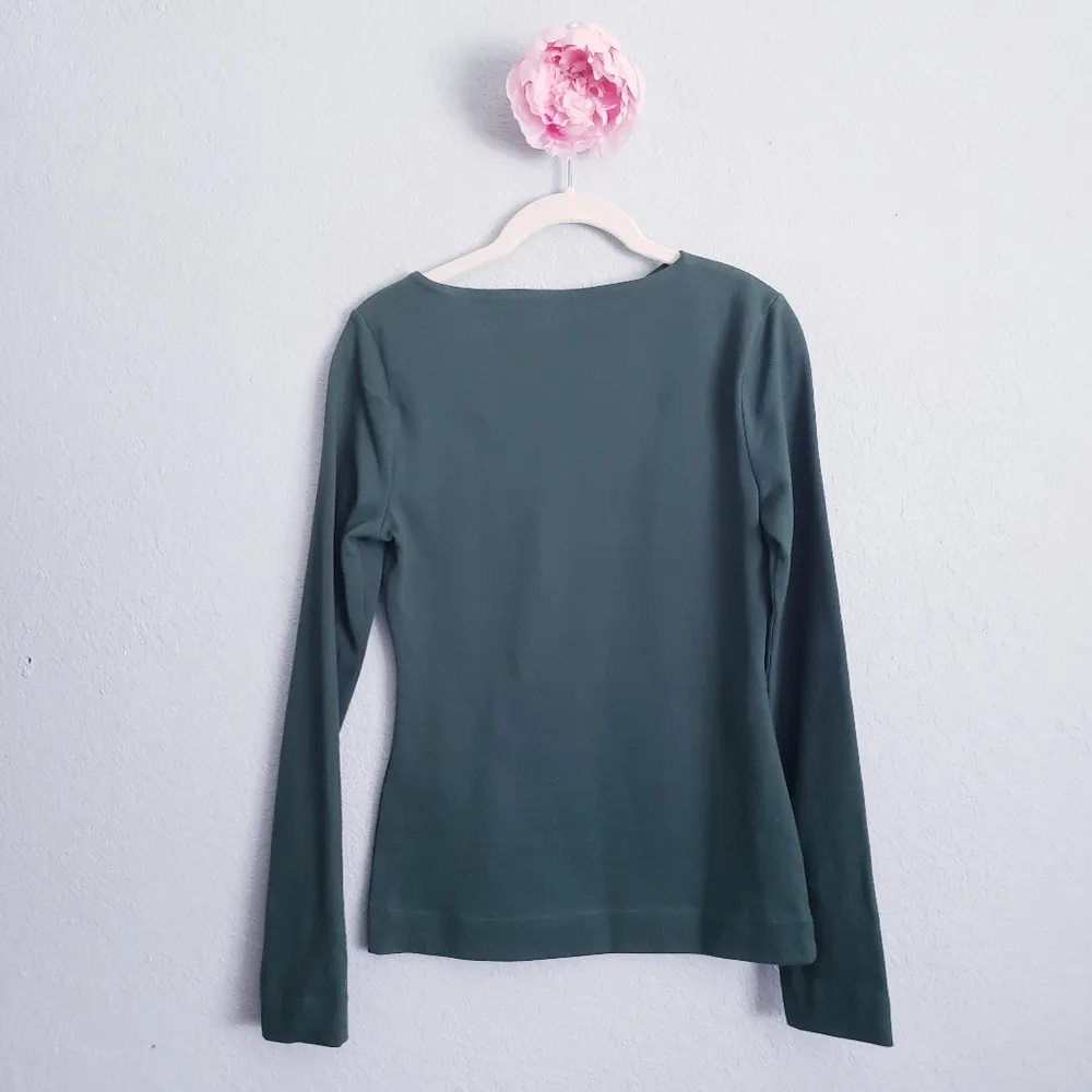 Kate Spade Saturday Green Slant Neck Longsleeve Cotton Knit Top - Image 7