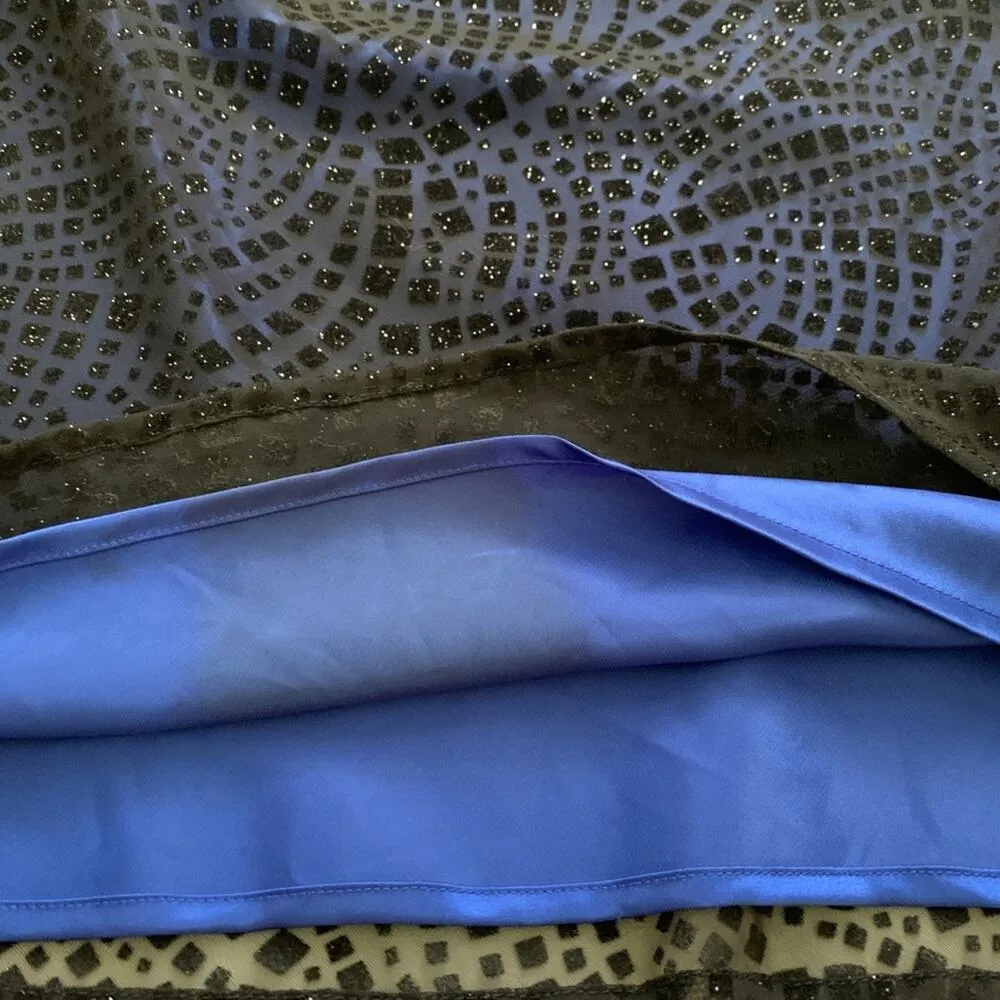 Amanda Smith Blouse Top Dressy Blue Black Sparkle Cowl Neck Sleeveless Plus 14W - Image 8