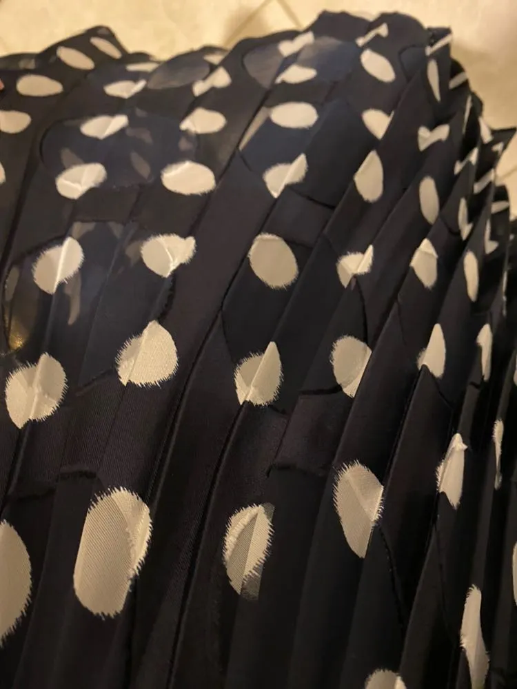 Gorgeous Navy and White Polka Dot Tea Dress with pleated skirt.  - Image 6