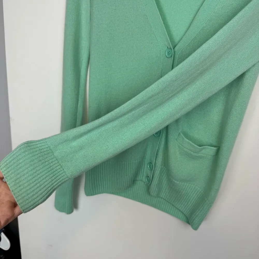 J. Crew Womens 100% Cashmere Button Cardigan Sweater Sz XS Green Blue - Image 7