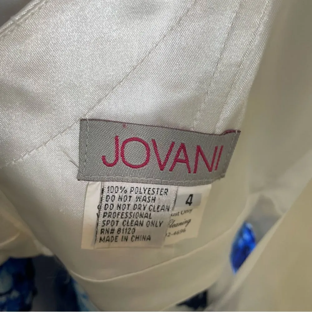 NWT Jovani White Royal Blue Floral Two Piece 2 Event Prom Dress 4 Full Length - Image 8