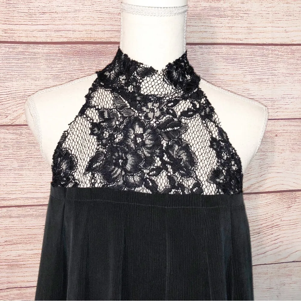 AG Adriano Goldschmied Black Lydia Mock Lace High Neck Top Size L - Image 9