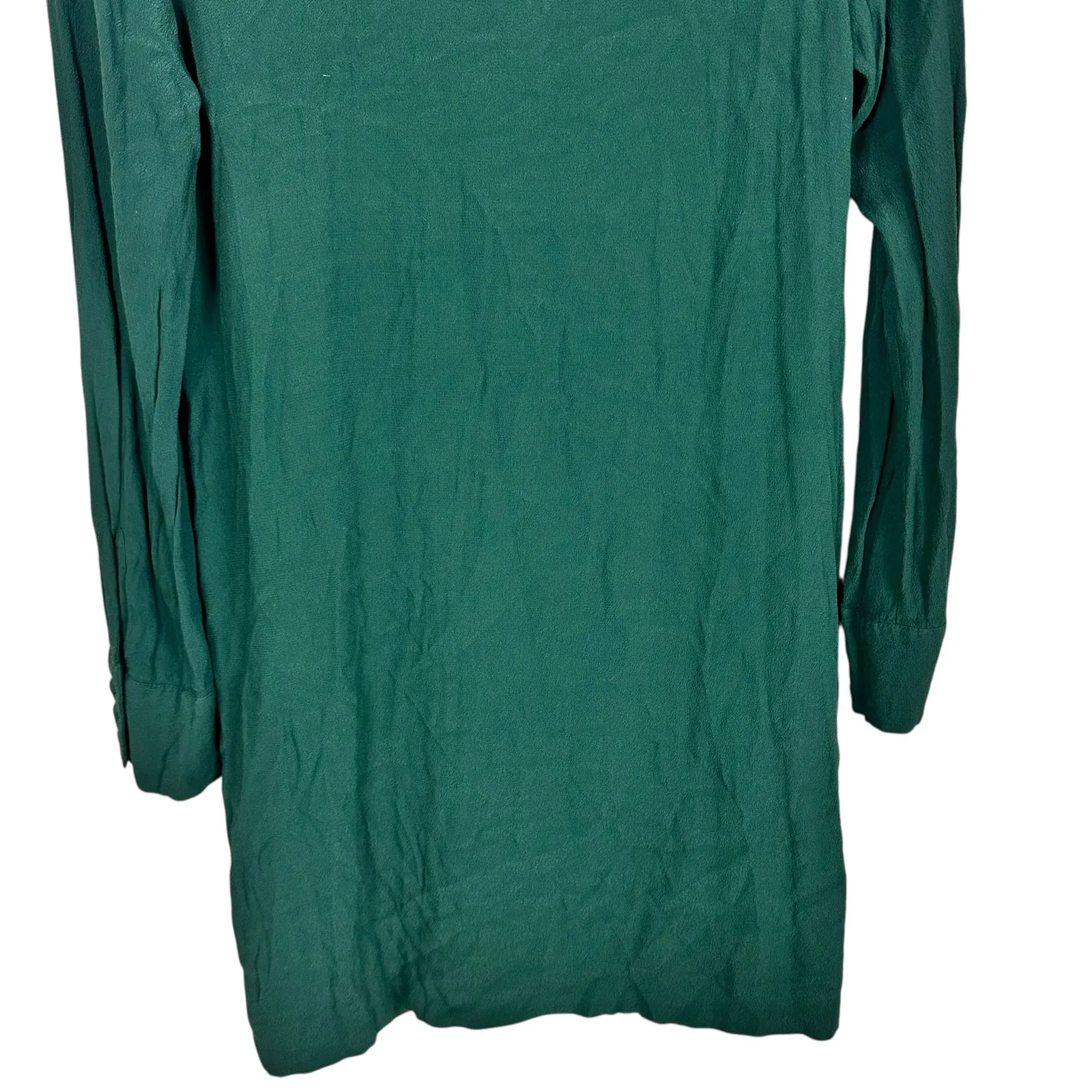 Madewell Novel Dress Smoky Spruce Green Button Up Long Sleeve Mini Fall Dress XS - Image 9