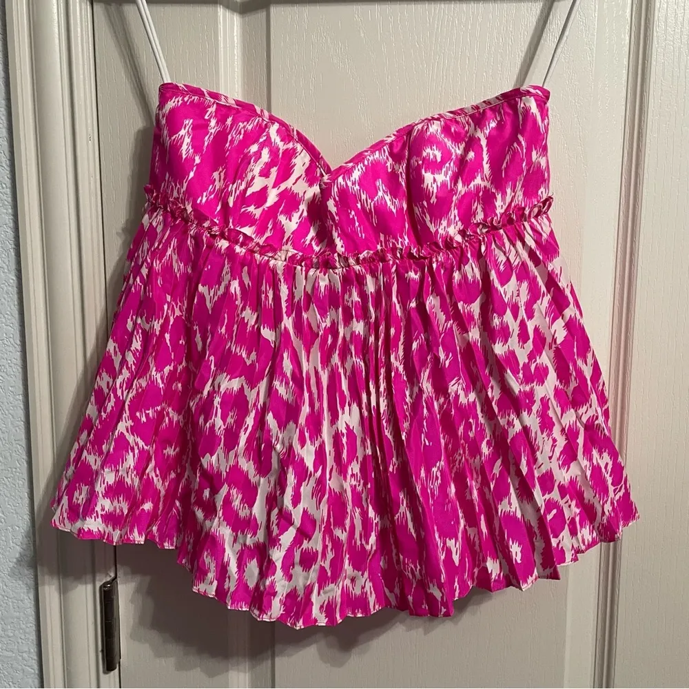 💙💖 NWT Vintage Betsey Johnson (Black Label) Pink Leopard Strapless Top - Image 3