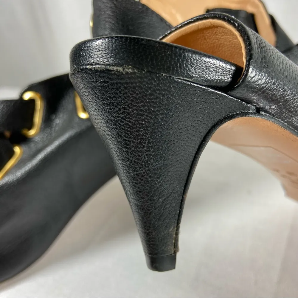 Luiza Barcelos Anthropologie Black Leather Kitten Heels Women’s Size 10B - Image 12