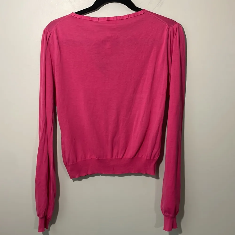 NWT Whistles London pink bow knit top sweater 💯 cotton Size L - Image 7