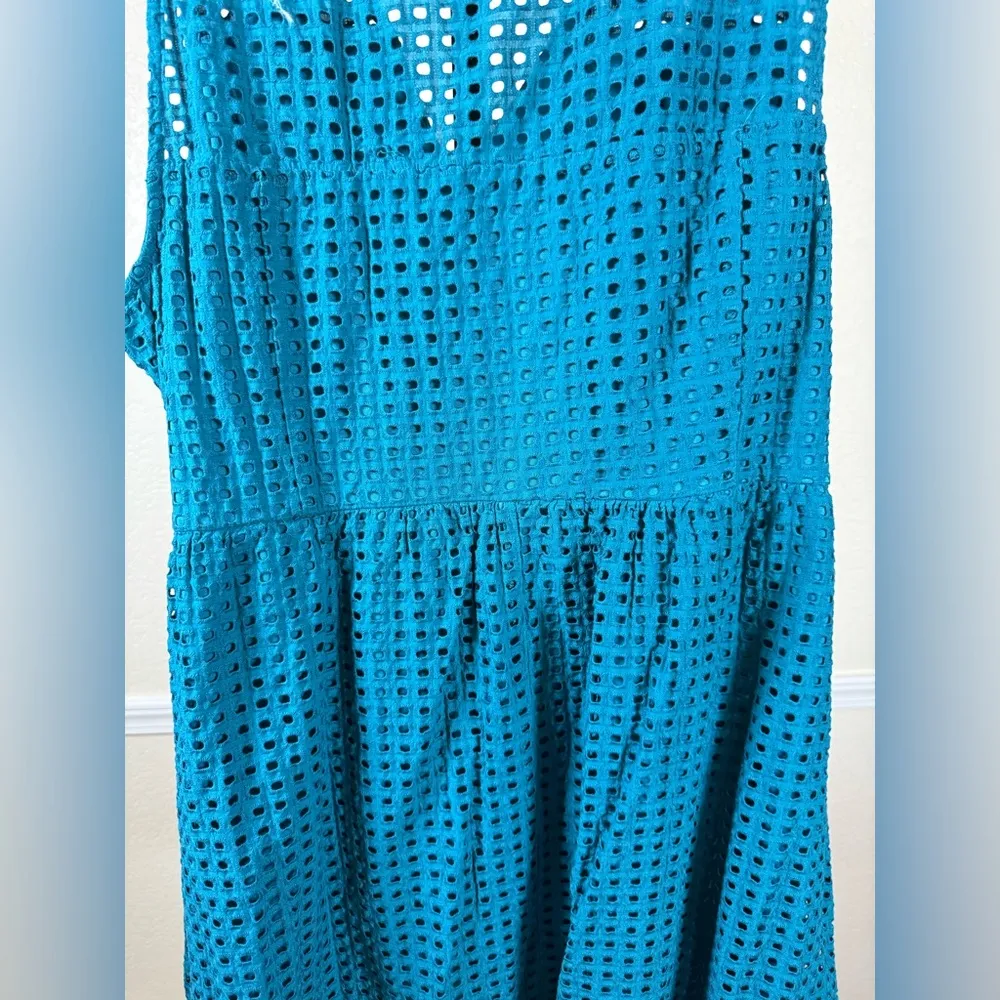 Lane Bryant Dress Eyelet Lace Midi Dress Plus Size 26 Blue Sleeveless Spring - Image 8