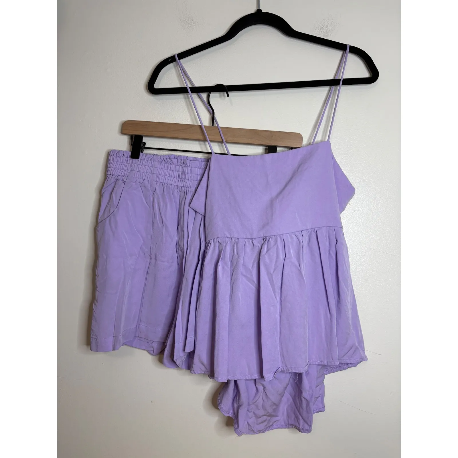 TAYLOR TILLMAN New York Lilac Purple Twill Set Top Shorts M Size M - Image 6