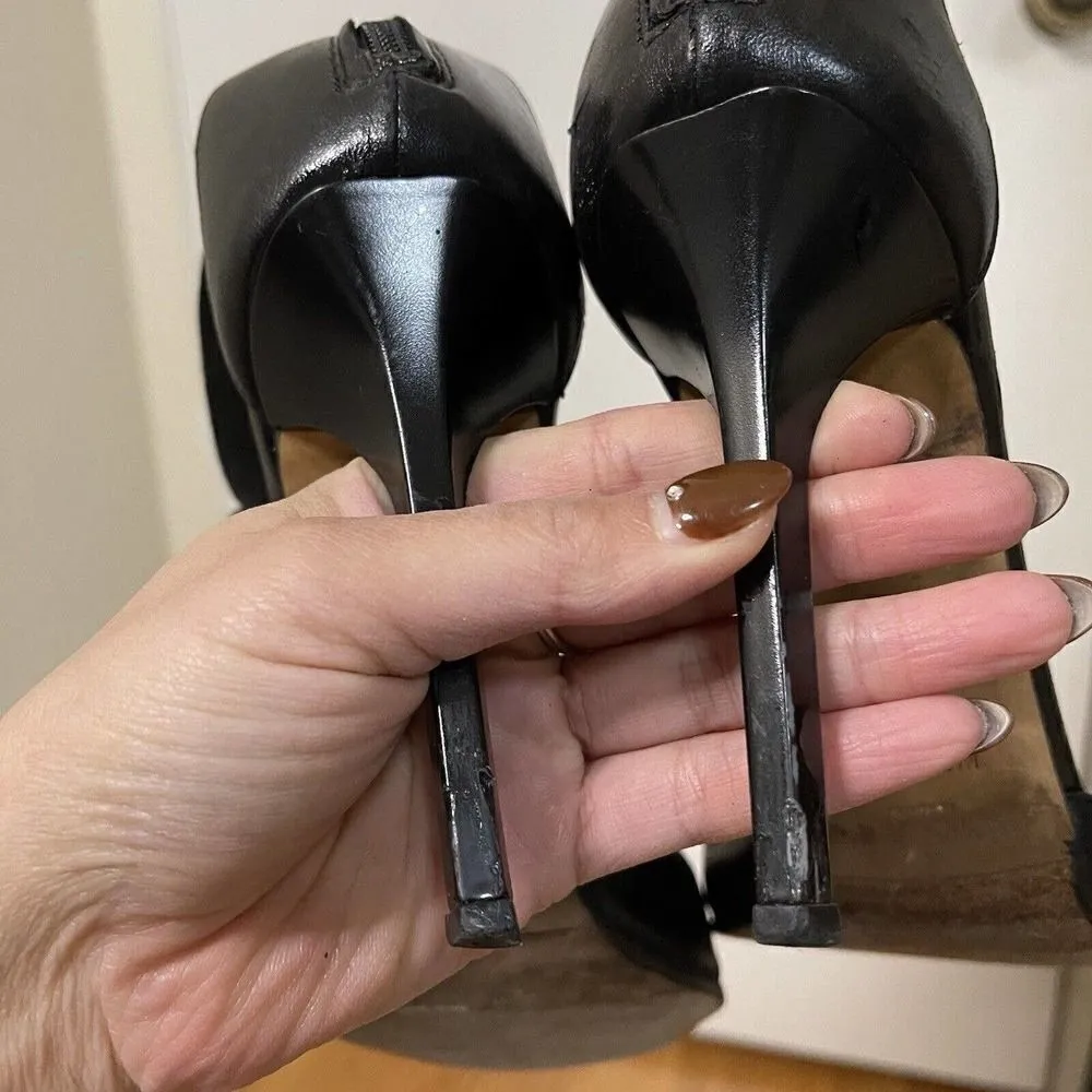 JIMMY CHOO black leather lace eyelet ankle strap stiletto heels size EU 38.5 - Image 5