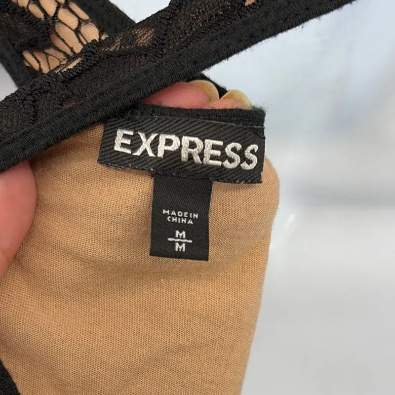 Express Lace Asymmetrical Hem Tank Sz M Y2K Whimsigoth Fairy Grunge Crochet - Image 7