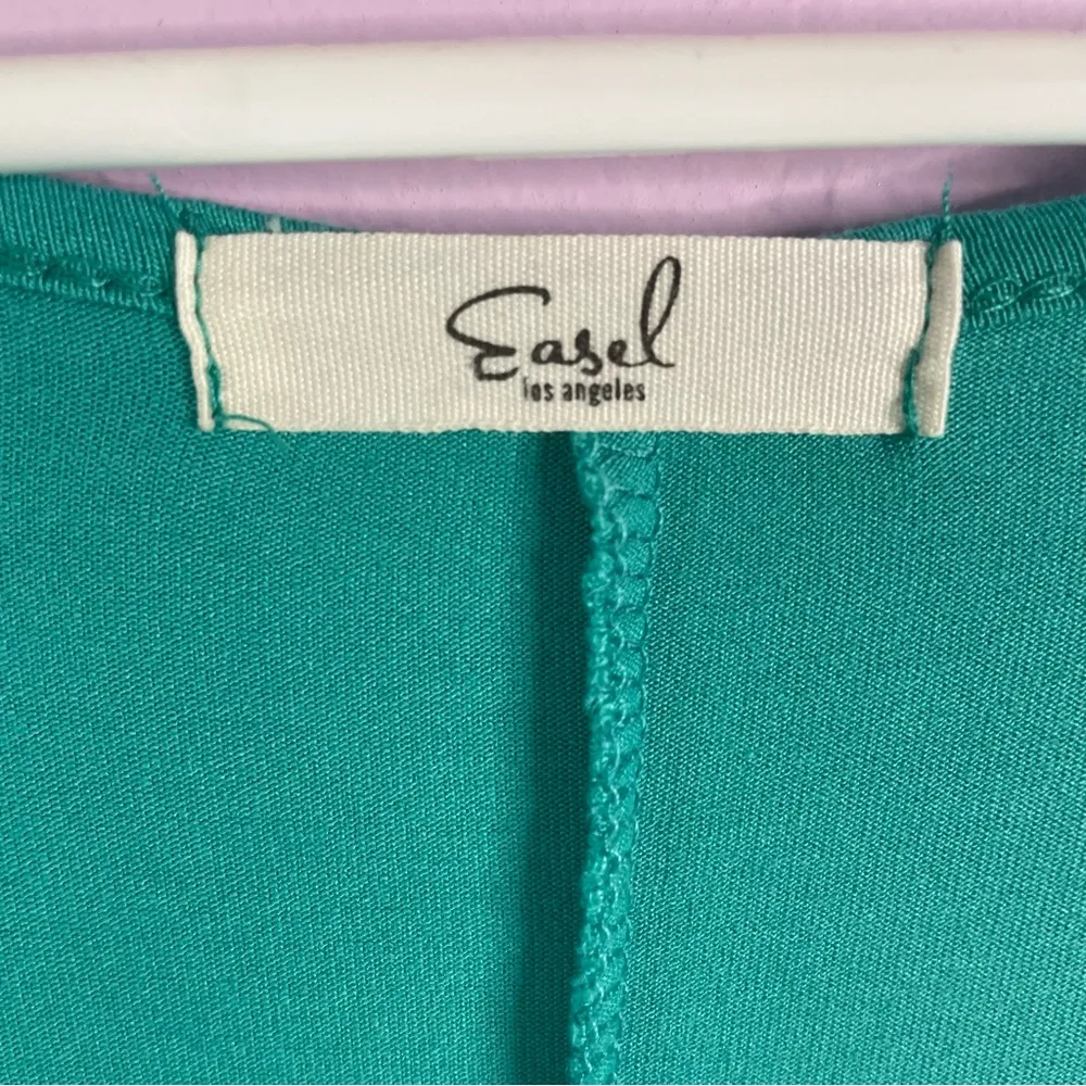 Easel Atlantis Green Short Sleeve Double Ruffle Hem Soft Jersey Knit Tunic Large - Image 12