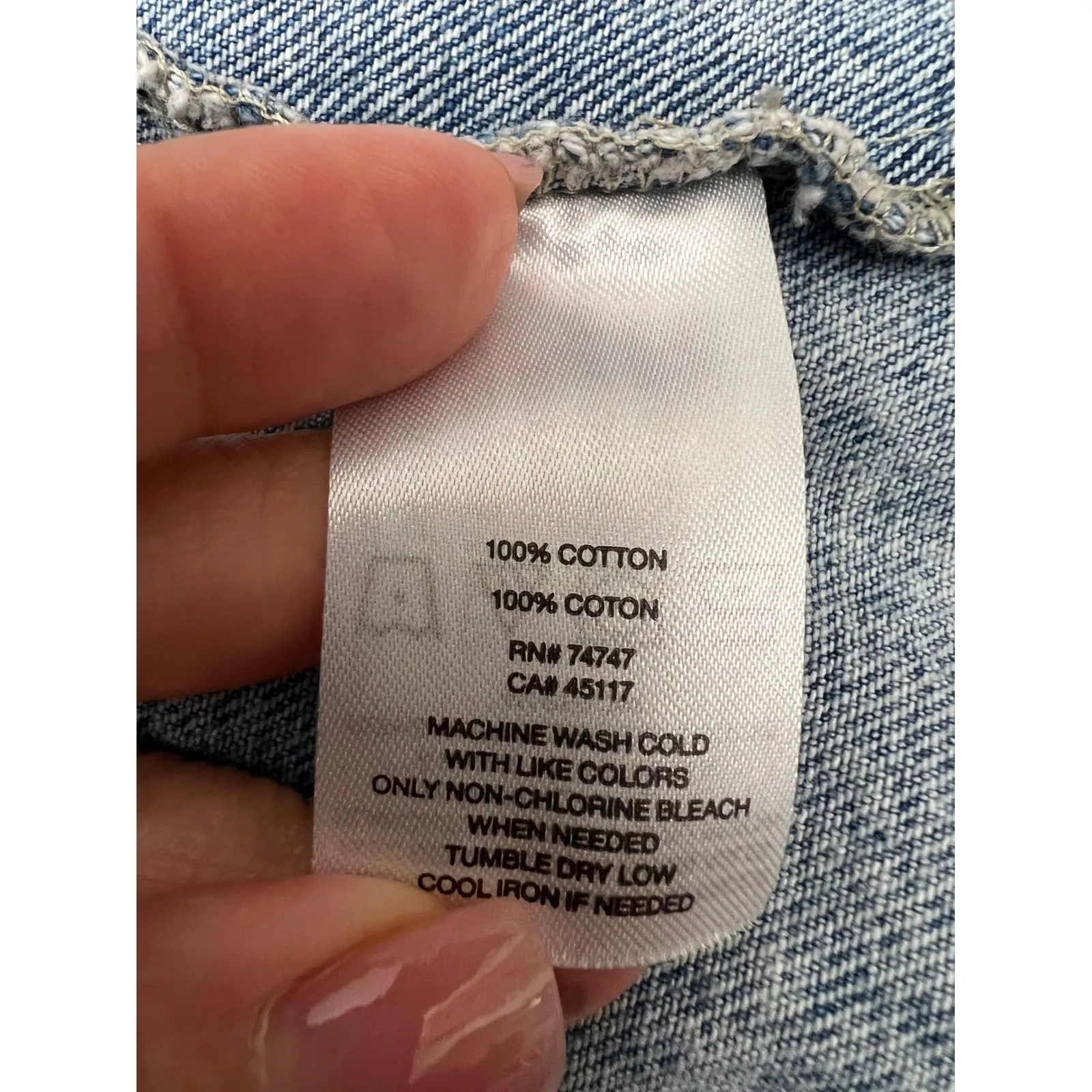 Natural Reflections Denim Shirt S Blue 100% Cotton Snap Button Long Sleeve - Image 7