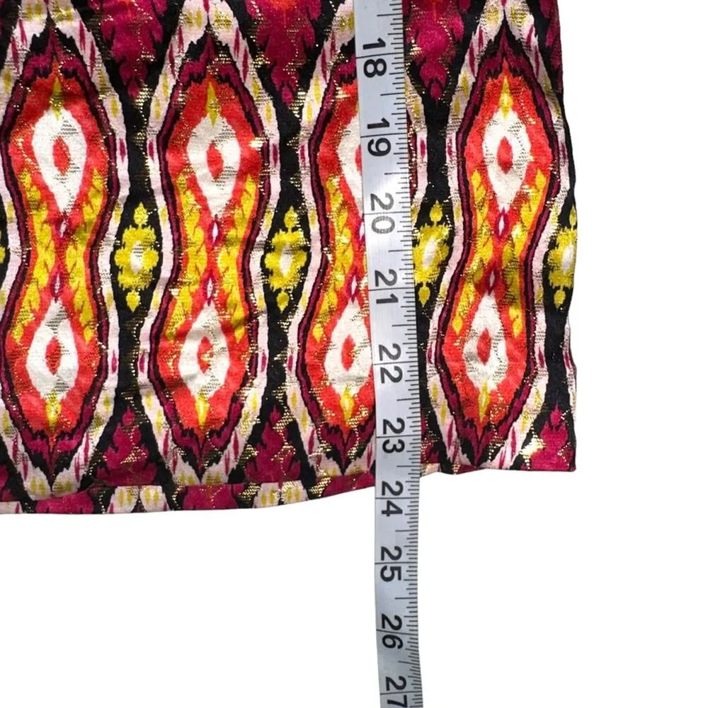 Tory Burch Ikat Print Silk Blend Metallic Sleeveless Top 4 - Image 5