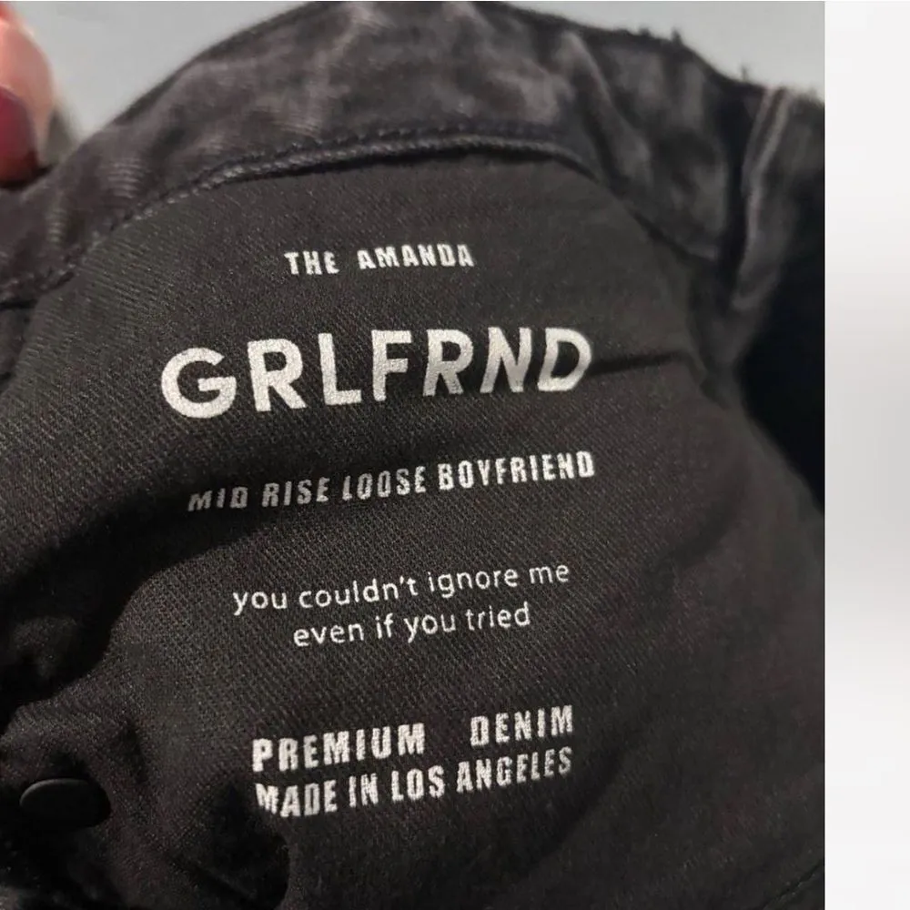 GRLFRND Amanda mid rise loose boyfriend Black Denim Jeans size 25 NWT - Image 6