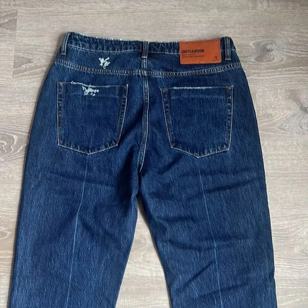 NEW one teaspoon VIRGIN BLUE AWESOME BAGGIES HIGH WAIST STRAIGHT LEG JEANS BLUE - Image 13