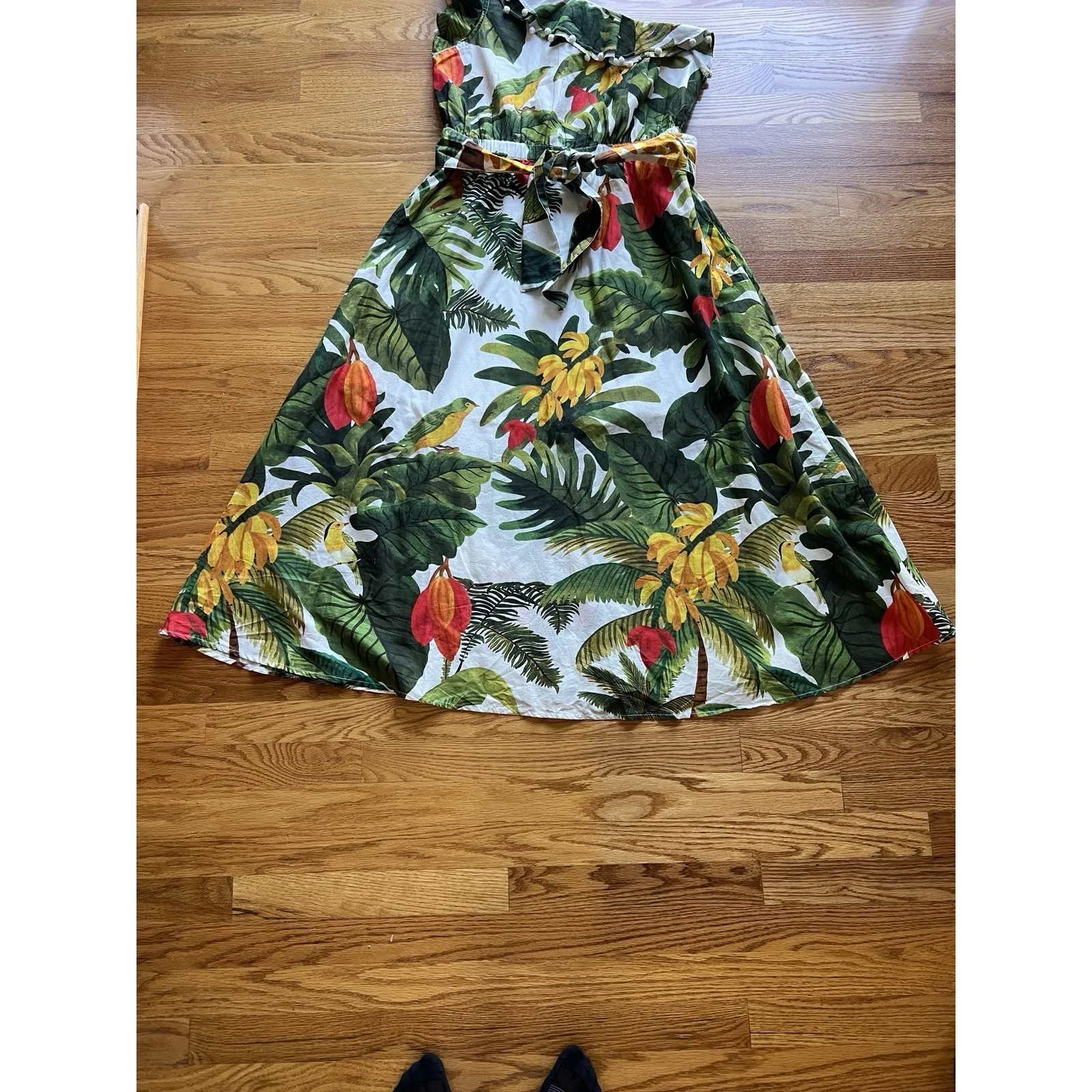 Farm Rio‎ Mixed Flowery Madi Colorful Ruffle One Shoulder Slip Dress Size Med - Image 9