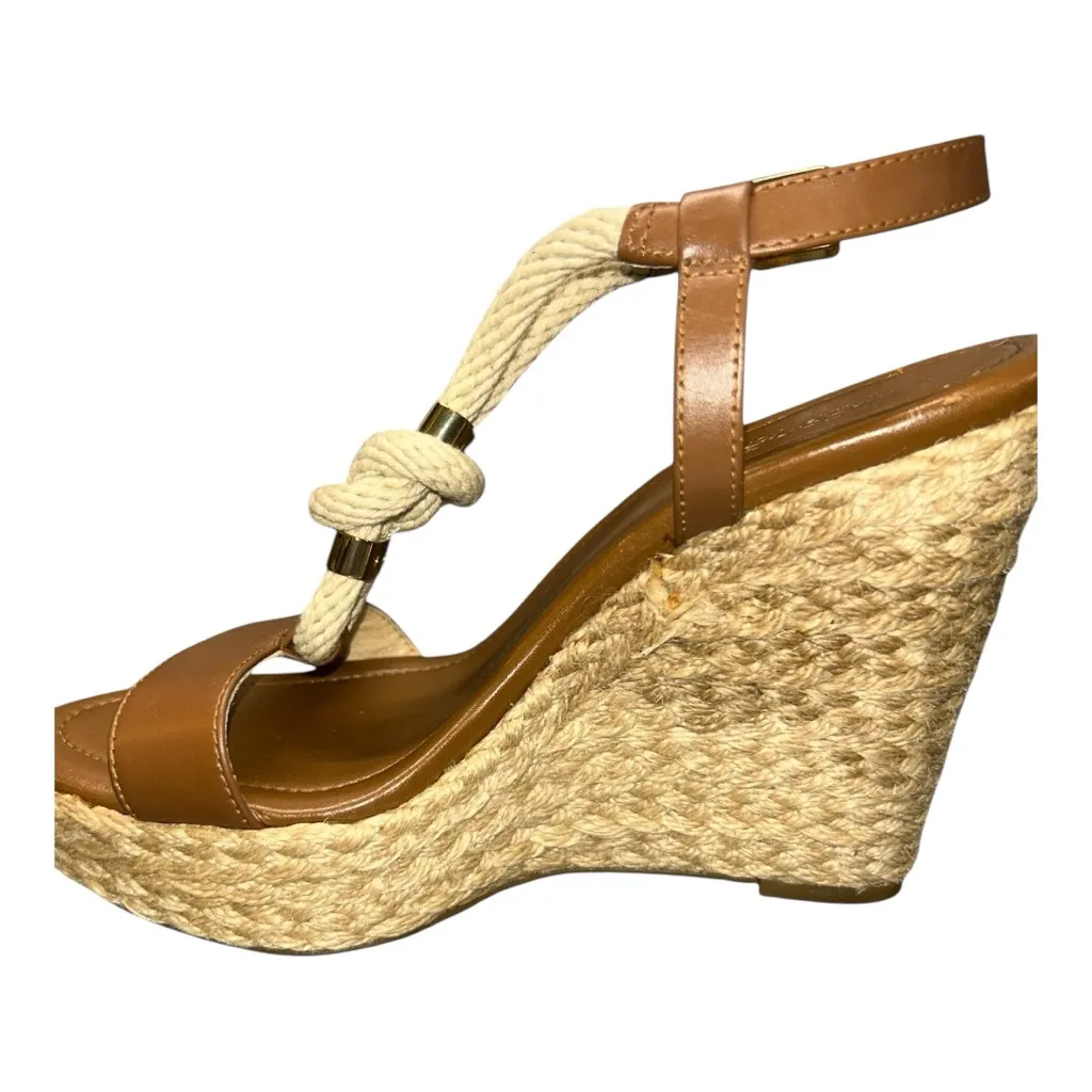 Michael Kors Holly Sandals Women's Size 6M Brown Rope Trim Wedge Heel - Image 12