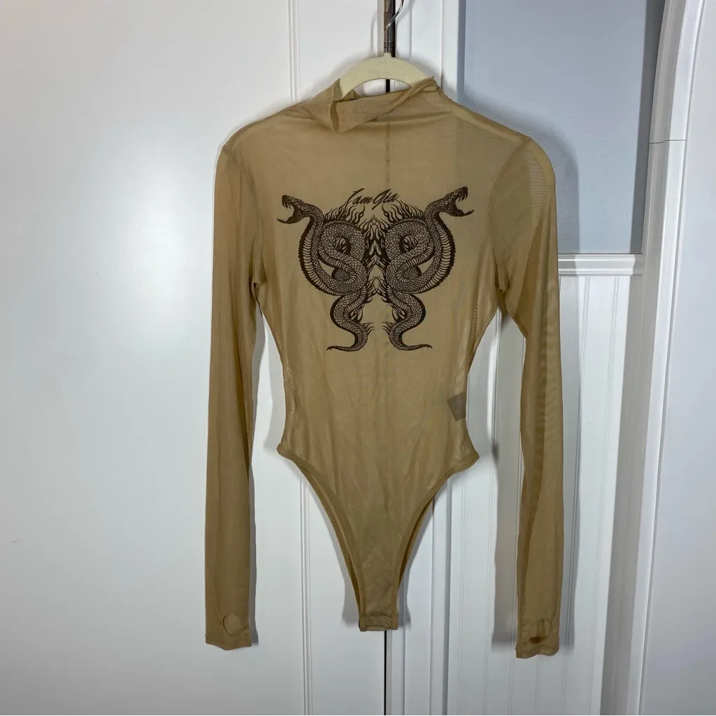 I.AM.GIA Mesh‎ Hydra Thong Bodysuit See through sheer sexy size xs Mockneck - Image 2