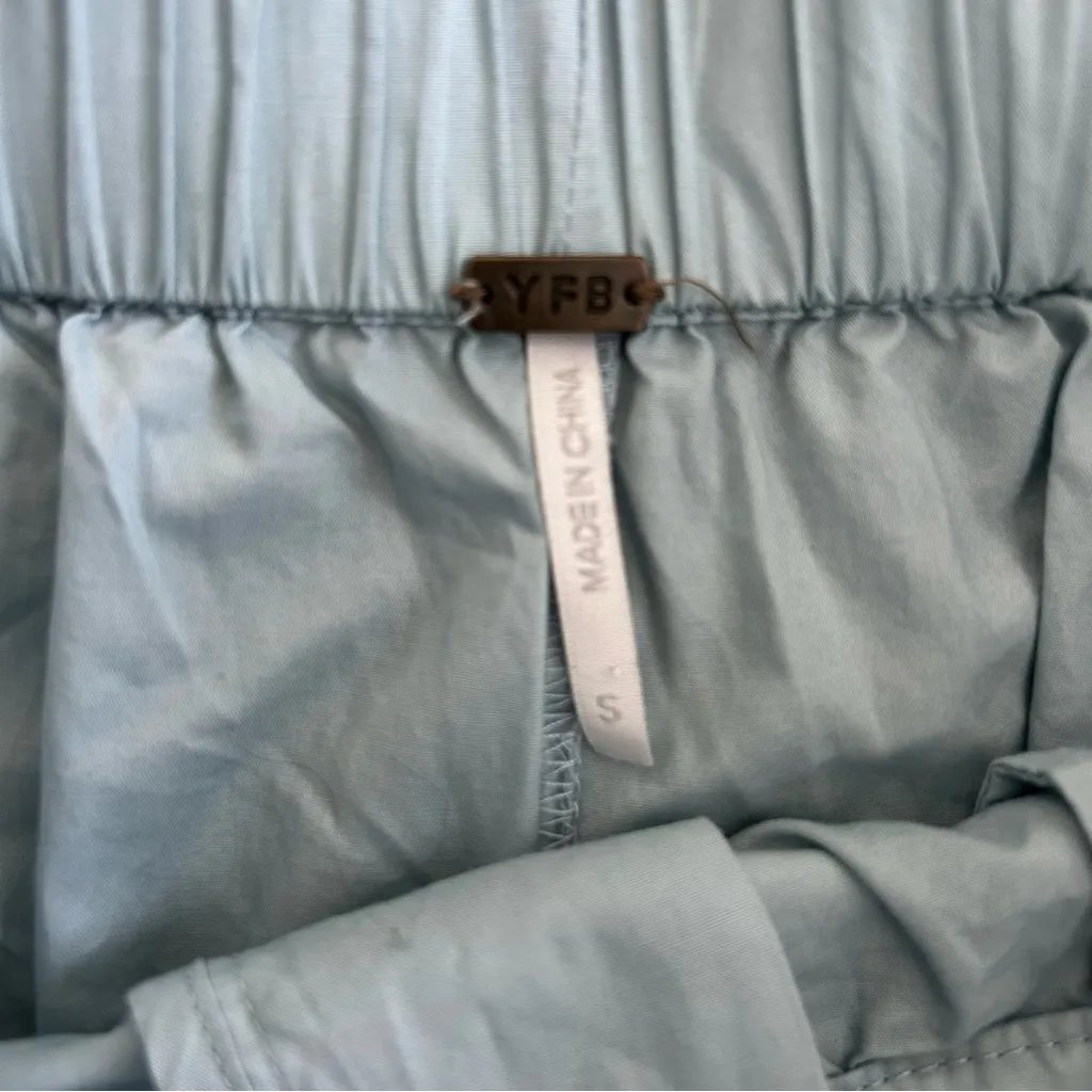 Young Fabulous & Broke Light Blue High Rise Flare Wide Leg Cotton Casual Pants S - Image 6