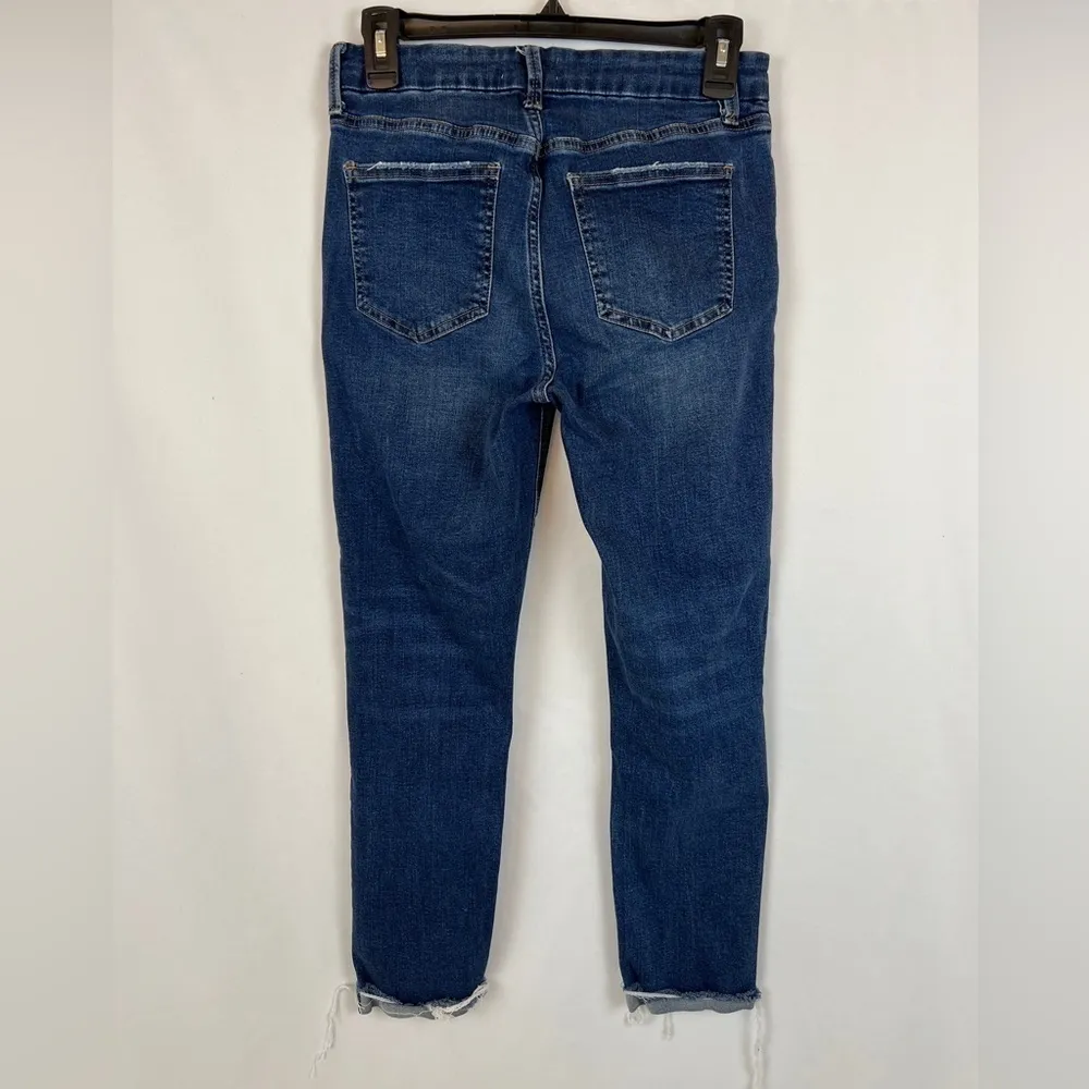 Pistola Skinny Crop Blue Jeans With Cuffed Raw Distressed‎ Hem - Image 4