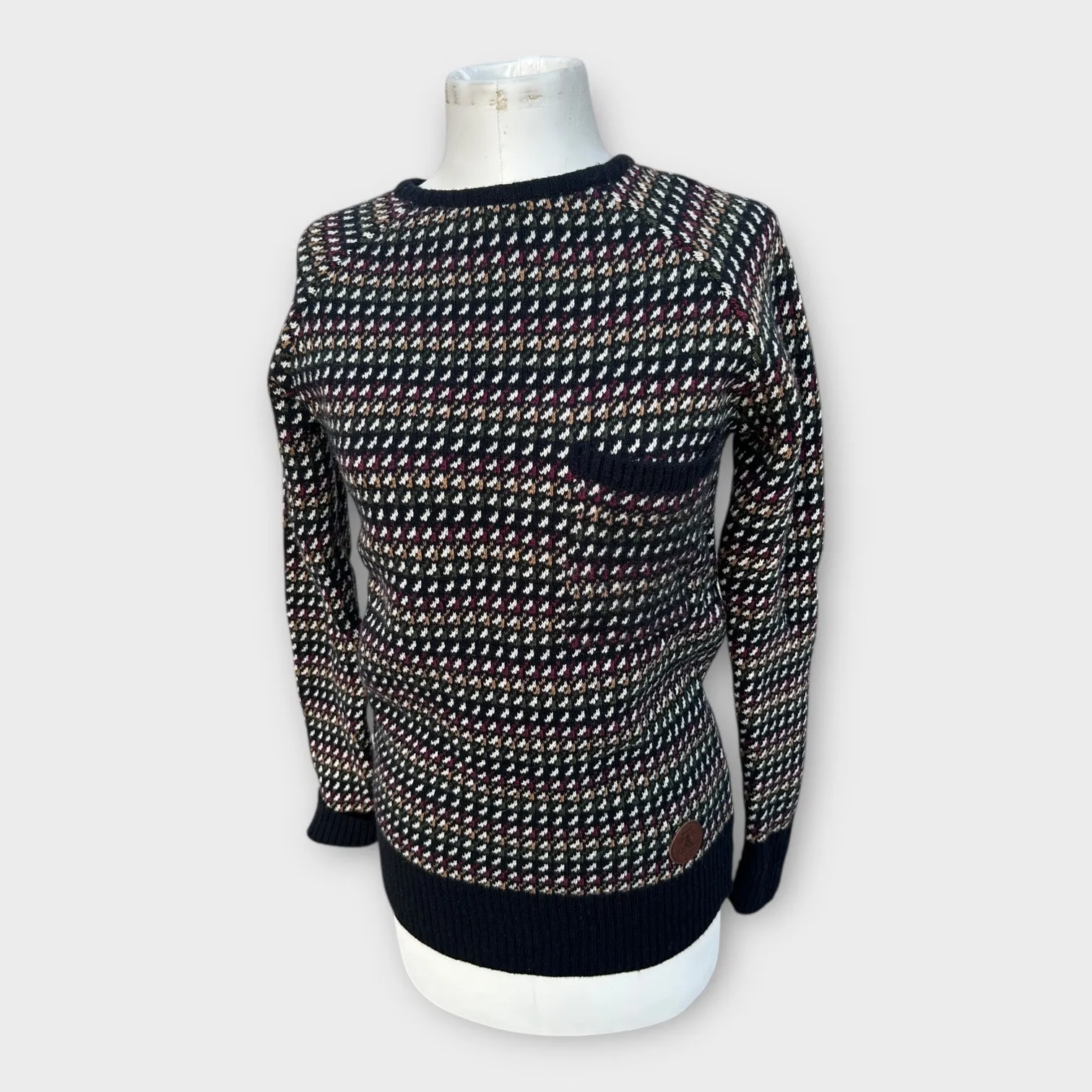Barbour 100% Lambswool Patterned Sweater Women's Size 10 Cozycore Preppy Cabin - Image 10