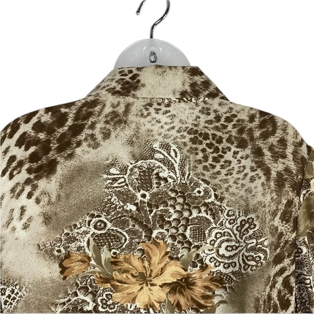 St. John  Silk Tan Long Sleeve Button up Down Blouse W/ Gold Tone Buttons Sz 4 - Image 7