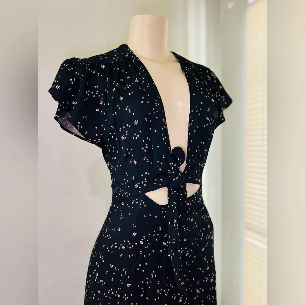 Reformation Orchid Maxi Dress Black Galactic Plunging V Neck
Wrap Size 2 - Image 7