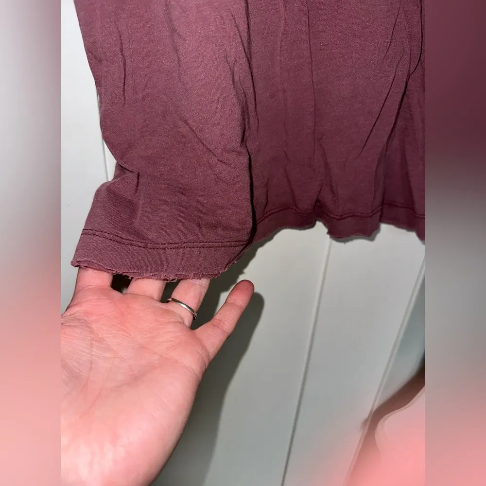 Aerie Real Soft Distressed Burgundy Tee - Image 6