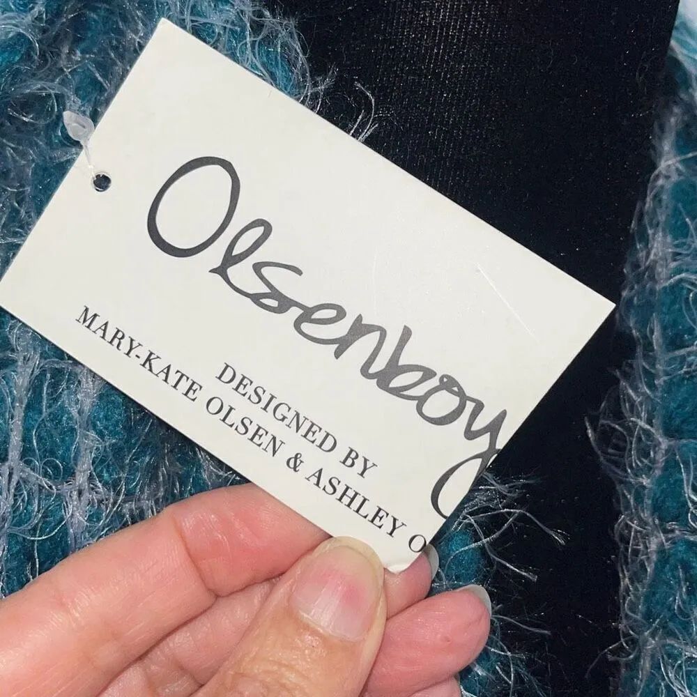 Olsenboye Womens Fuzzy Eyelash Knit infinity Scarf Teal OS NWT - Image 3