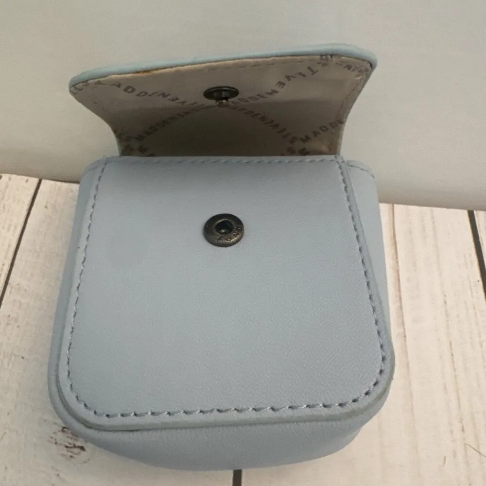 Steve Madden Light Blue Women’s Purse Charm Airpod Case Snap Closure 3”x3”x1.5” - Image 5