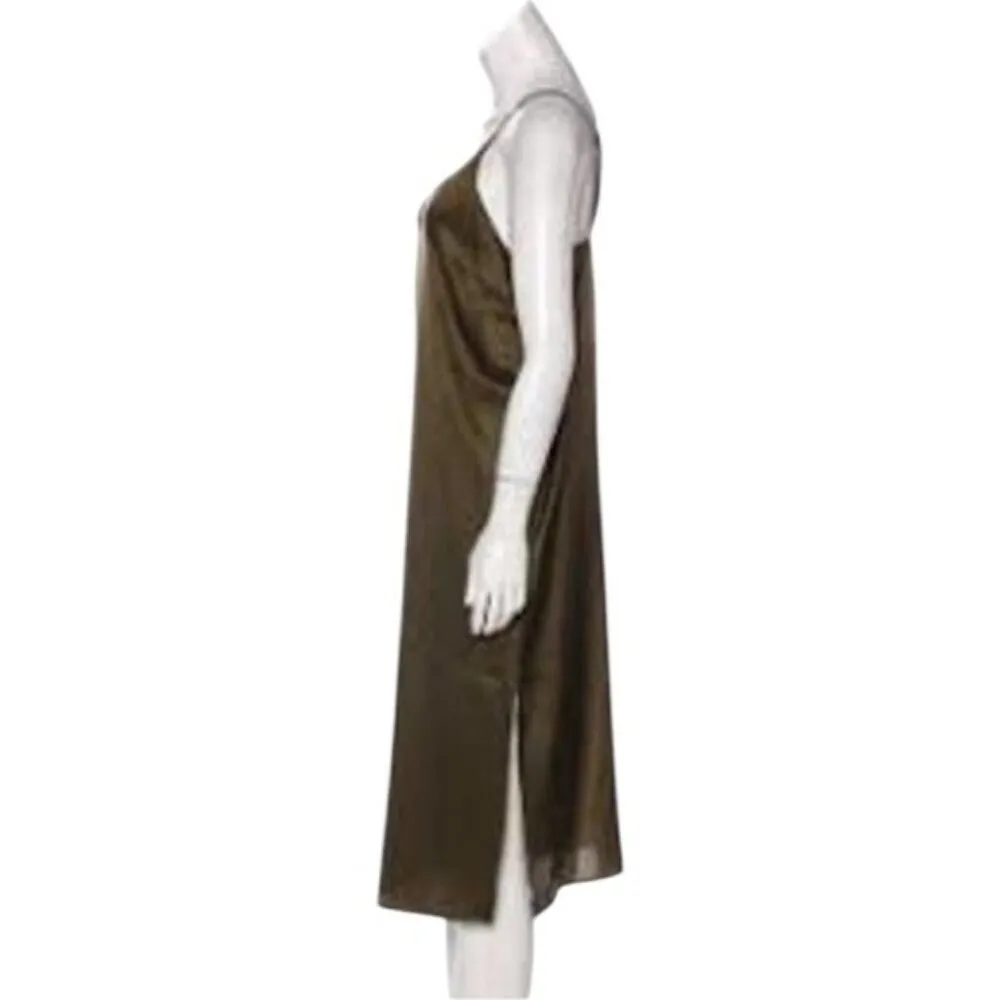 NWT Anine Bing Silk Gemma Slip Dress Olive Green Size XS - Image 5