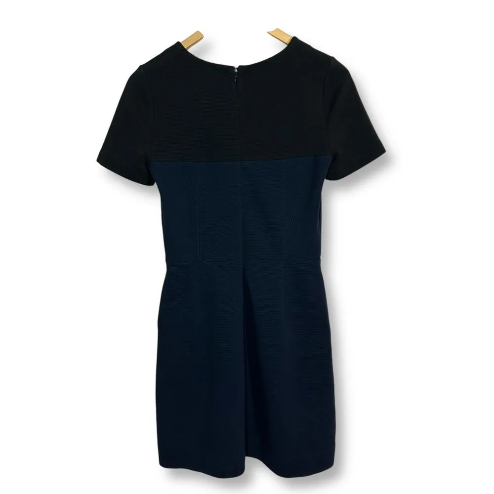 Madewell Navy Blue & Black Colorblock Short Sleeve Textured Knit A-Line Dress 2‎ - Image 2