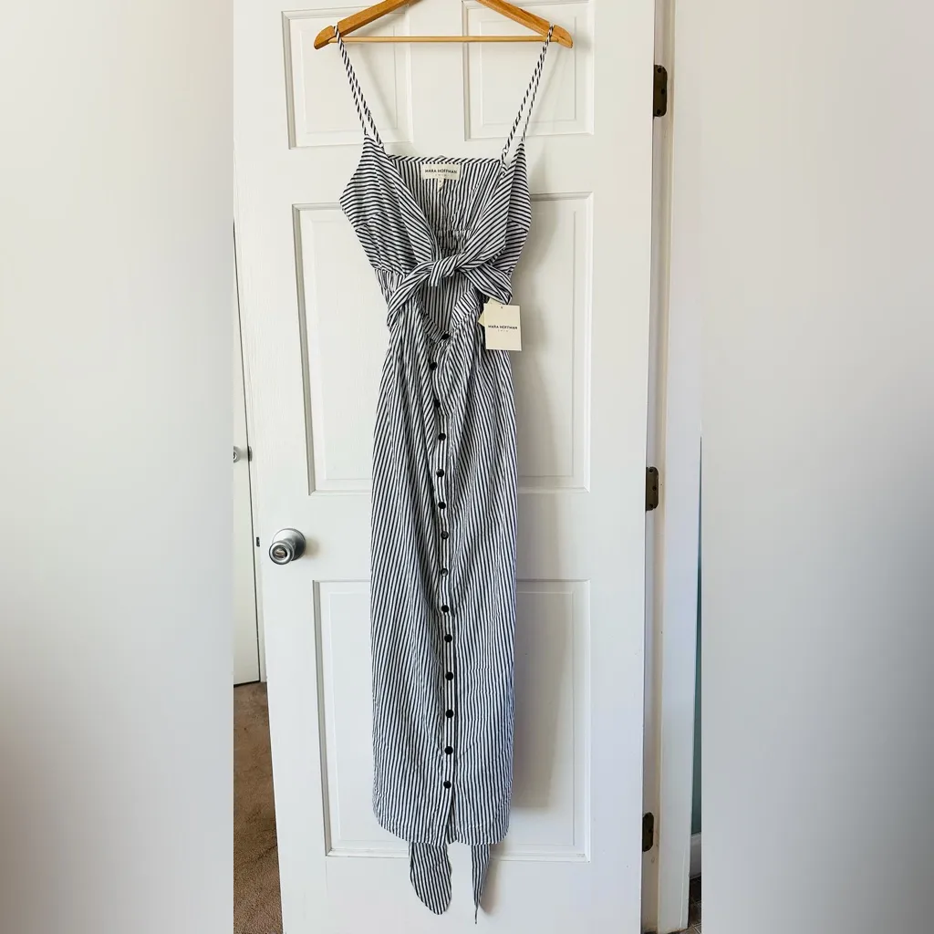 NEW! Mara Hoffman Swim Thora Striped Maxi Dress Wrap Tie Button Front Size XL - Image 7