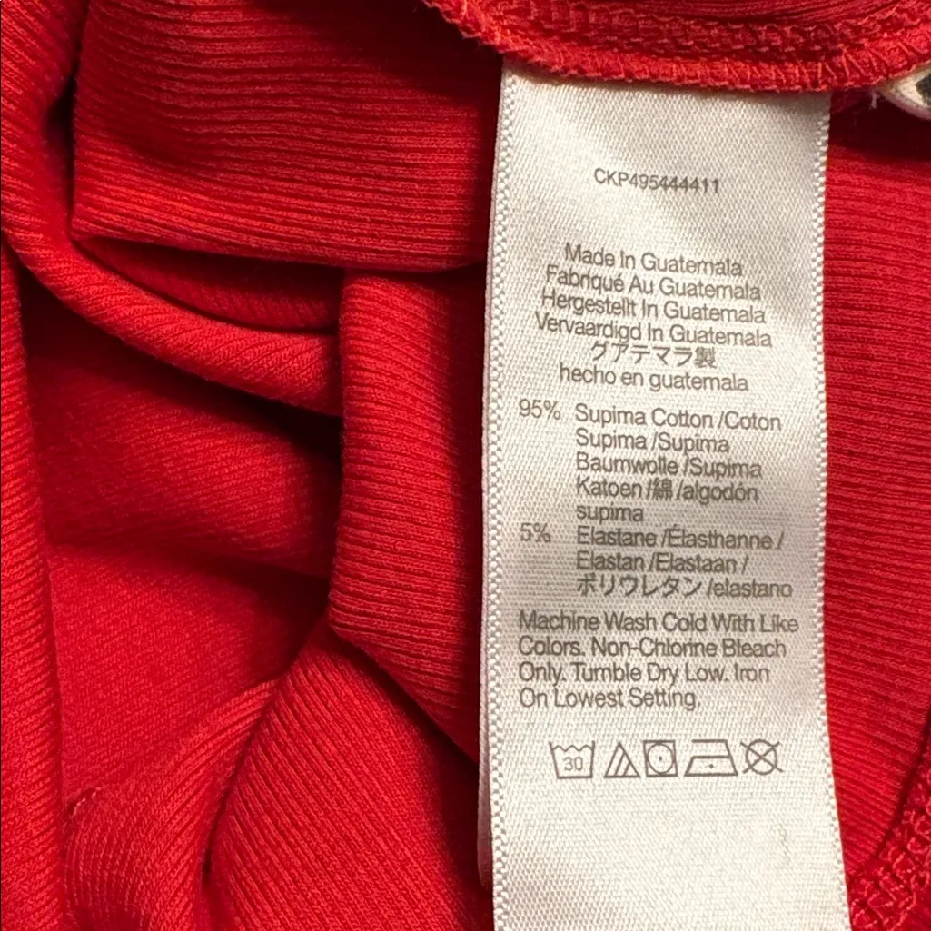 Madewell women’s Cotton Ribbed Scoopneck Tee stretchy red Size XS NWT - Image 8