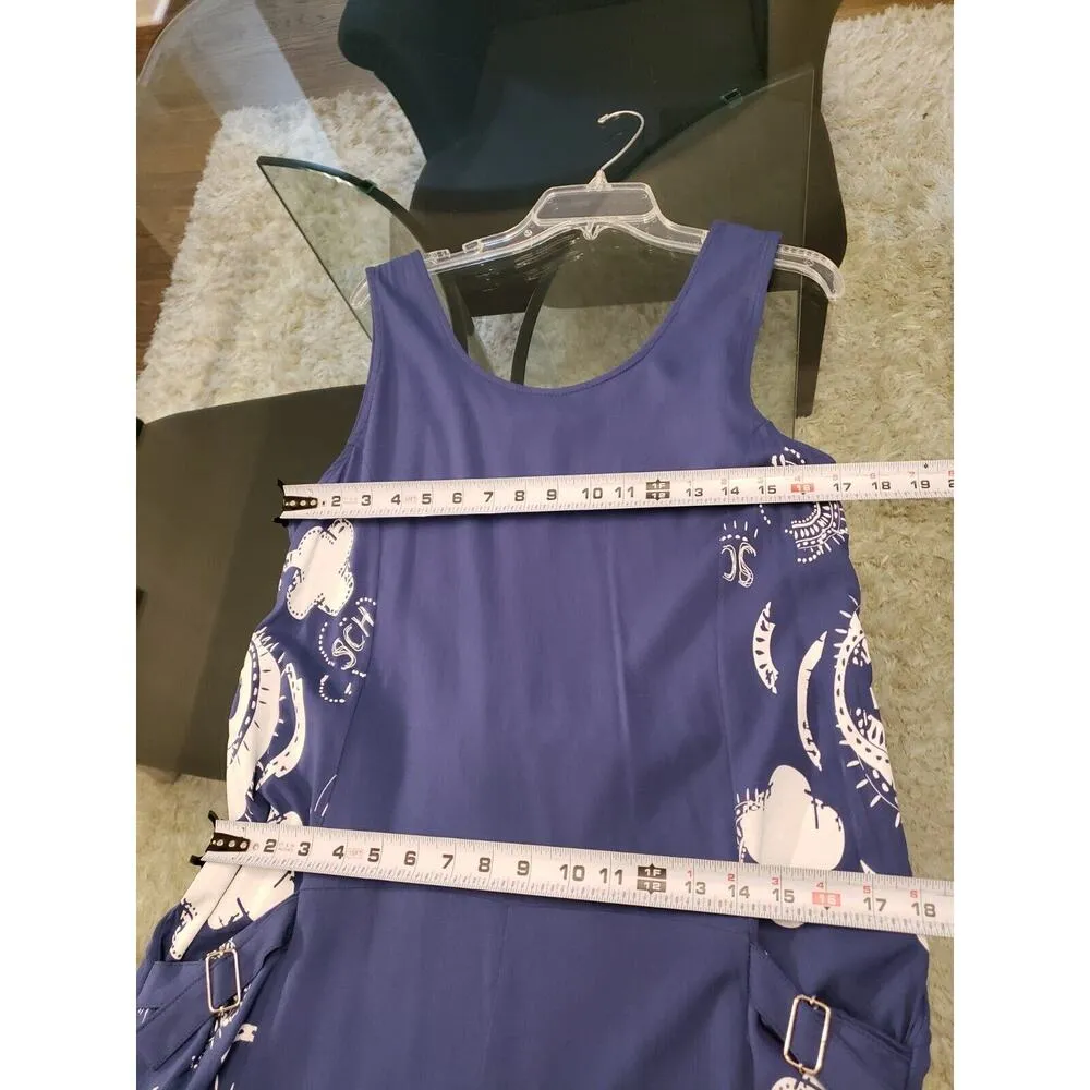 Aqua Womens Blue Stretch Casual Tie Waist Sleeveless Round Neck Jumpsuit Size M - Image 12