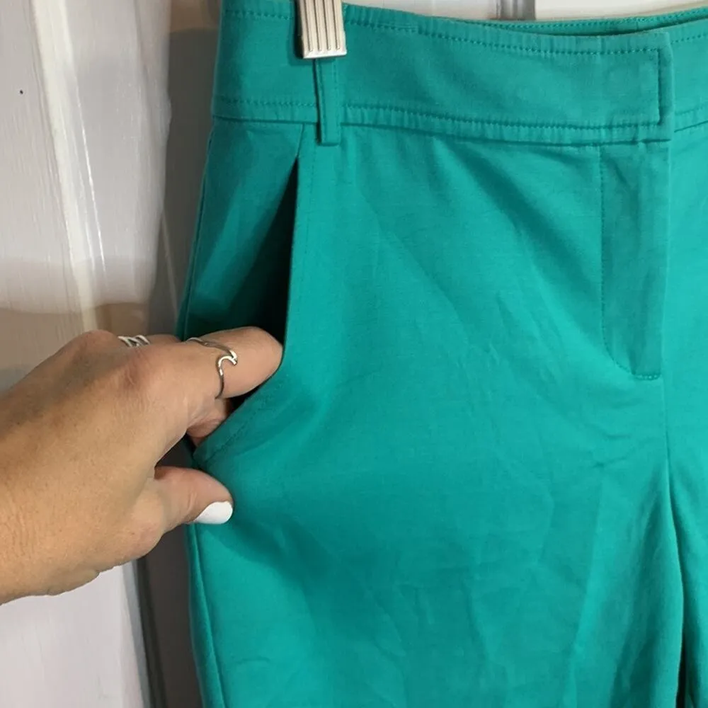 St. John Teal Green Bermuda Long Flat Front Shorts W-566 Size 2 - Image 2