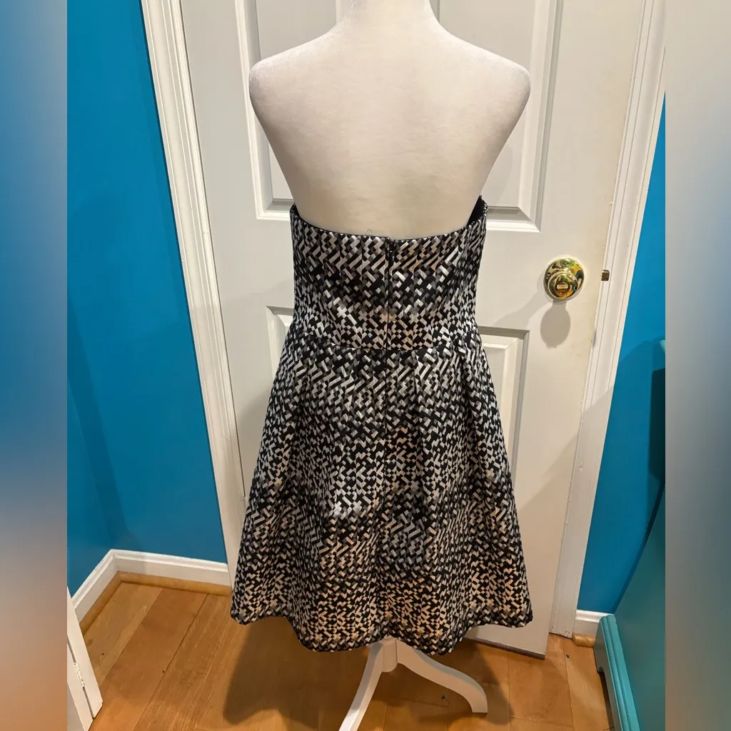 Anthropologie Eva Franco Black Silver geometric Tinsel Jacquard dress sz 10 - Image 4