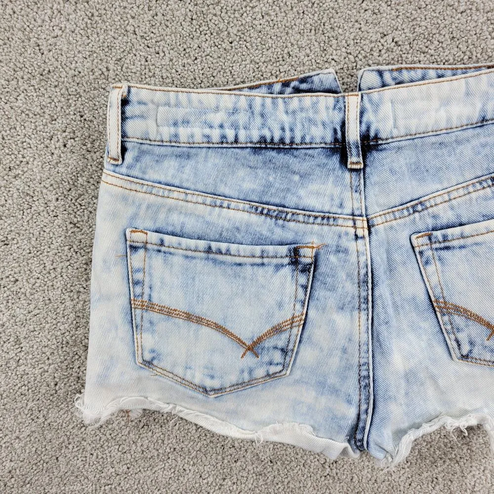 Bullhead Womens High Rise Shorts 5 Blue Light Wash Denim Distressed Hot Pants Size 25 - Image 5