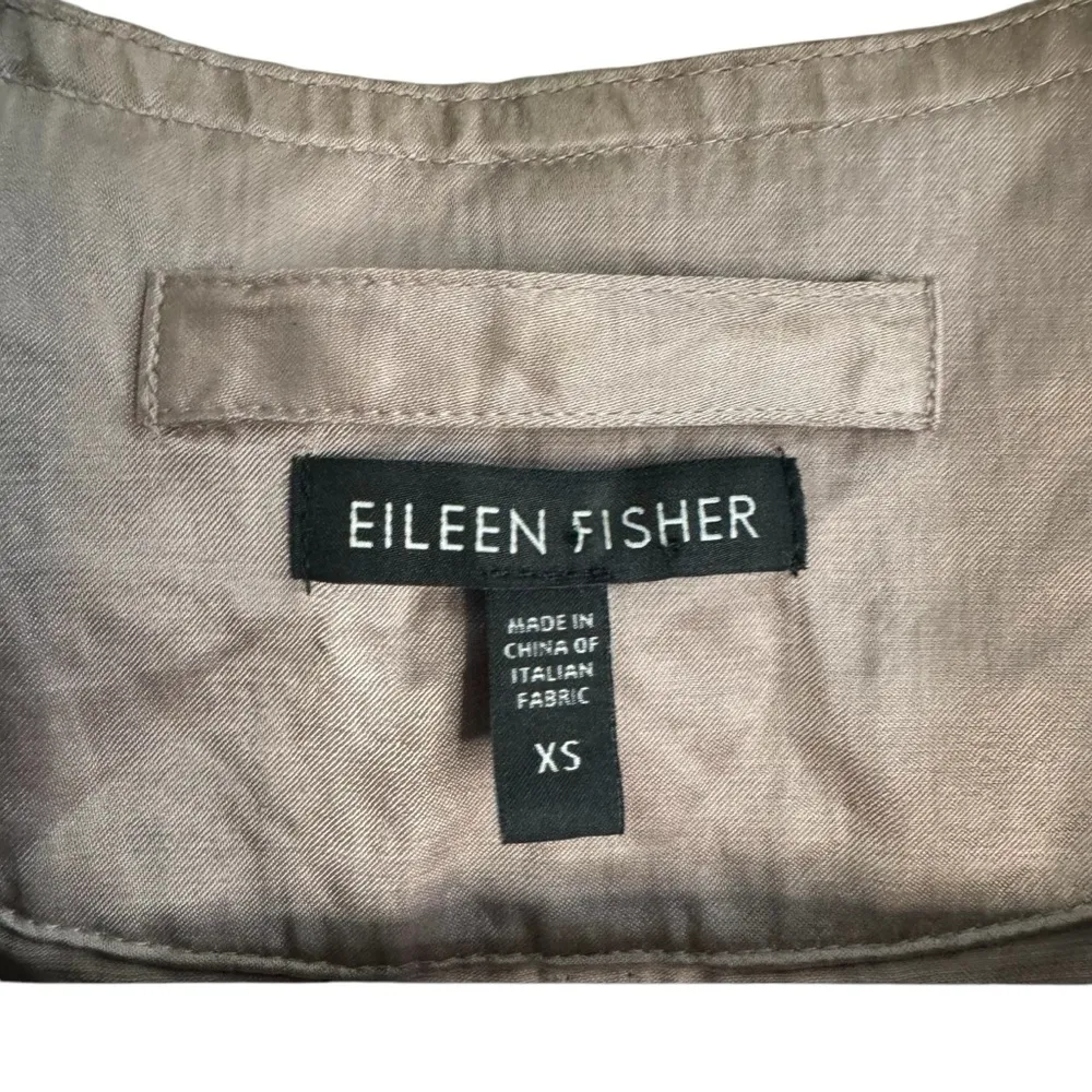 Eileen Fisher Metallic Rose Gold Champagne Crinkle Drawstring Jacket - Image 2