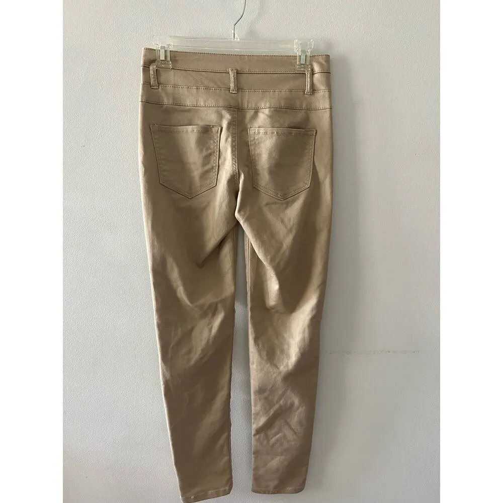 Tinseltown Pants Women’s 3 Khaki Denim Couture Skinny Khakis High Rise Tan - Image 4
