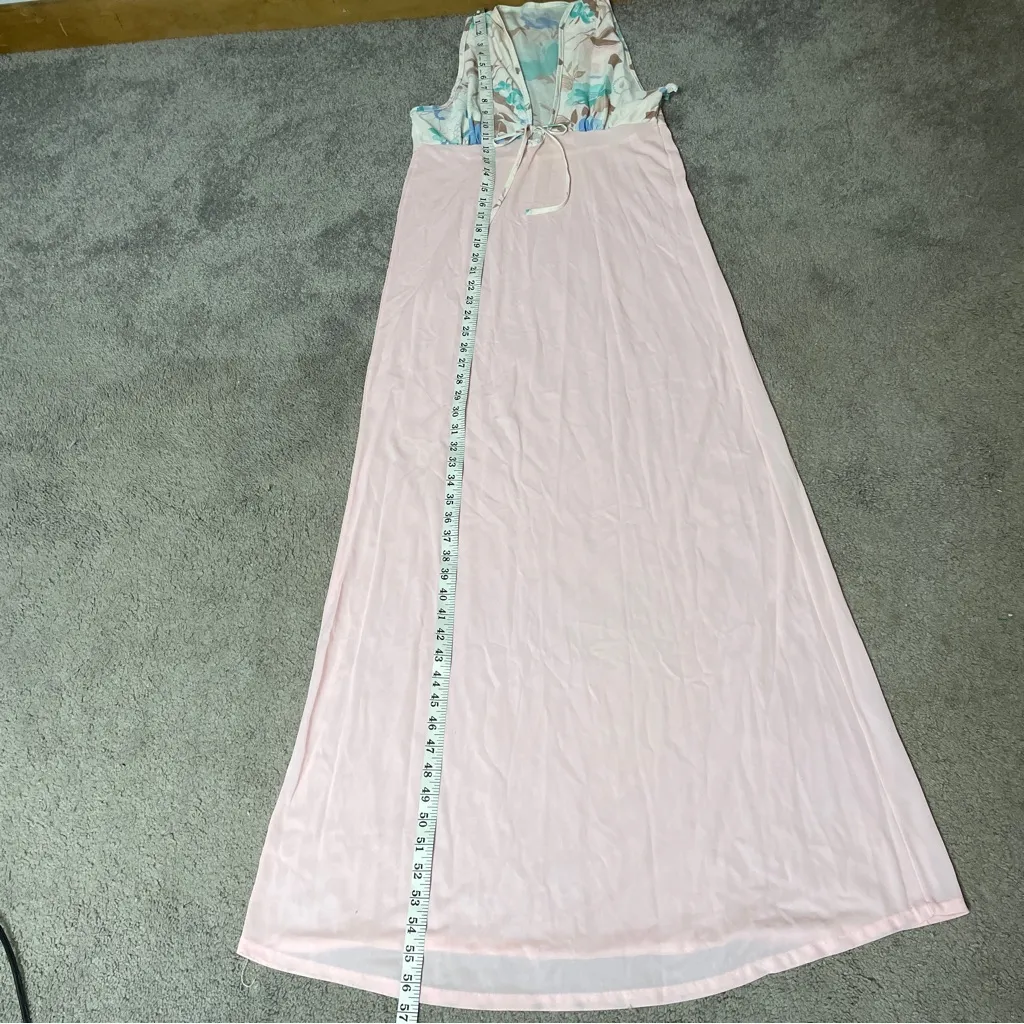 Beeline Women's Vintage Pink Floral‎ Nylon Maxi Nightgown Size Small - Image 6