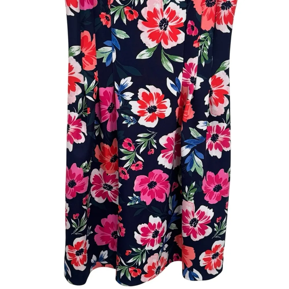 Vince Camuto Summer Floral Print Scuba Dress Garden Party Wedding Guest Size 8 - Image 4