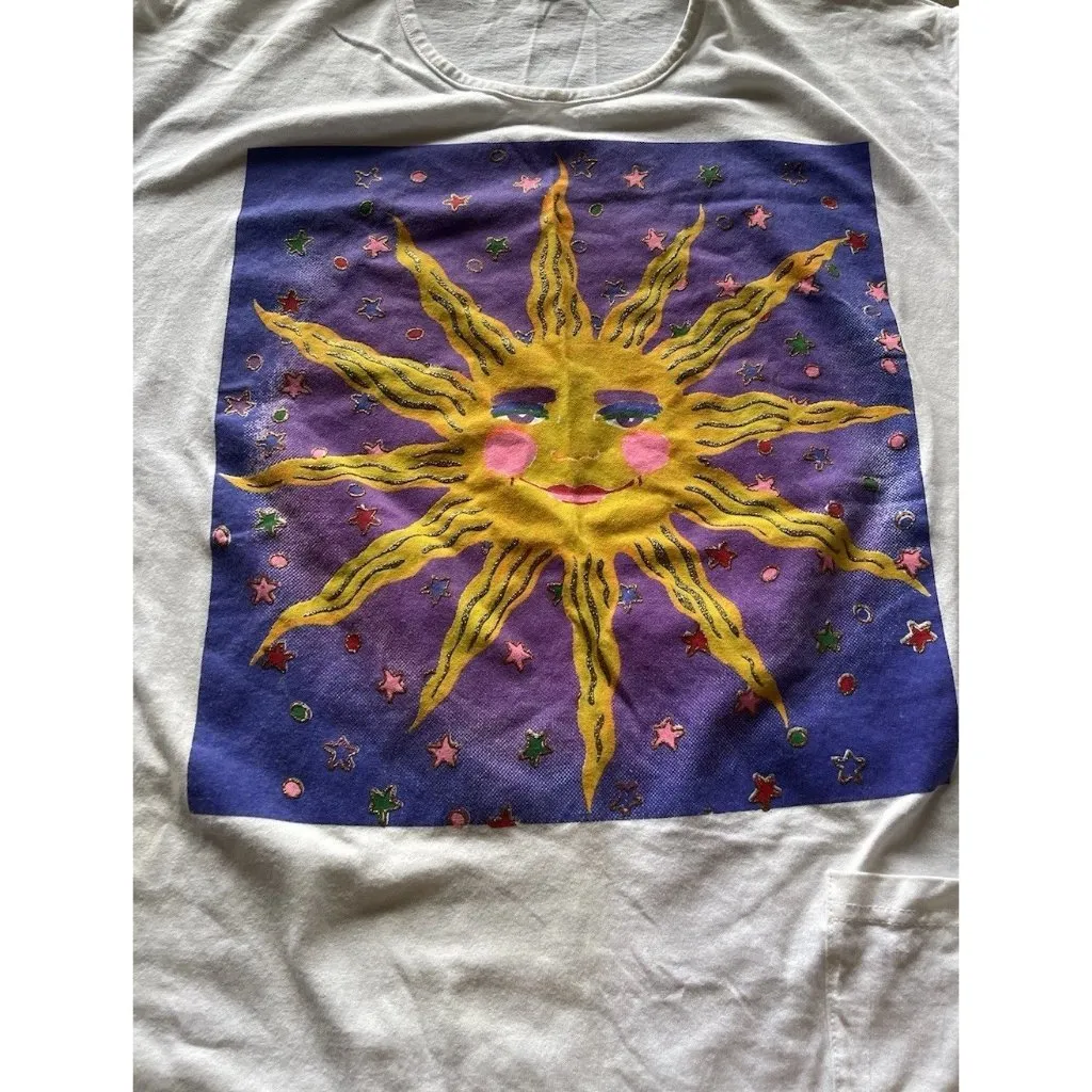 Vintage Pacific Connections Cozumel Sun Graphic Oversized Made in USA Sz OS White - Image 10
