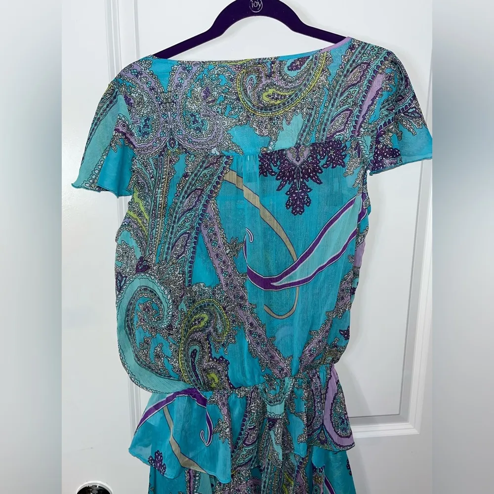 Sunny Leigh Vintage Y2K Blue Paisley Print Handkerchief Skirt and Top Set Sz Med - Image 11