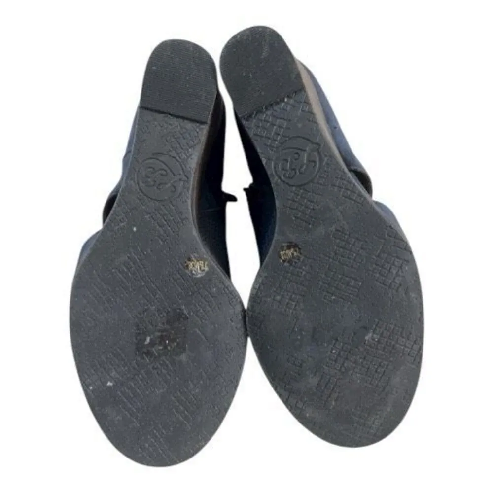 Lucky Brand Jedrek Women Wedge Boots Size 7.5 Leather Blue Heel Zip Peep Toe - Image 9