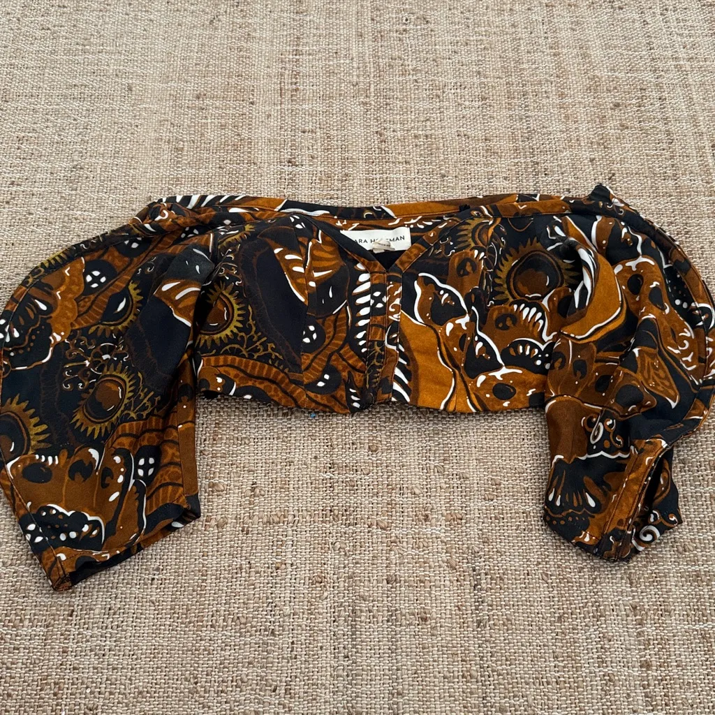 Mara Hoffman off shoulder puff sleeve cropped top 0 - Image 3