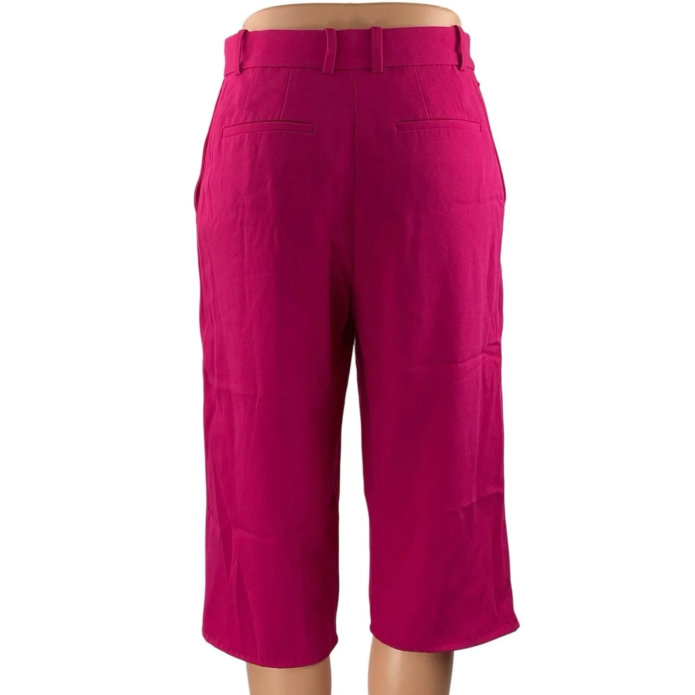 Aritzia Babaton Pink High Rise Raw Hem Straight Leg Capri Culottes Pants Size 2 - Image 3