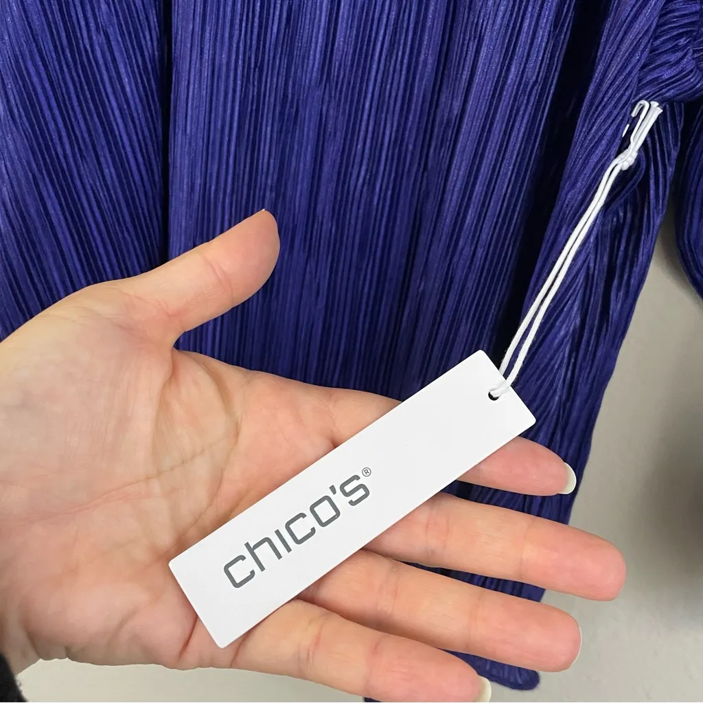 NWT Chico’s Metallic Crinkle Knit‎ Top in Florentia Plum Size 3/XL - Image 5