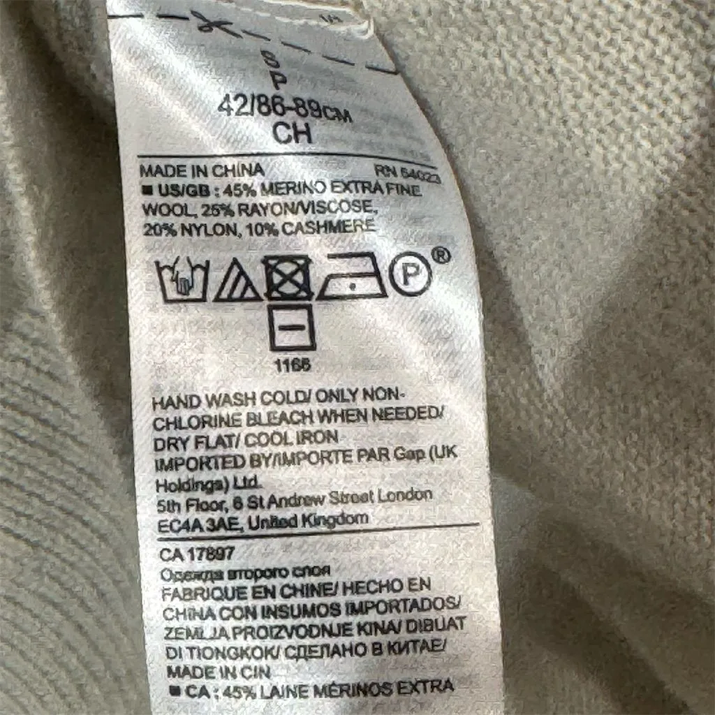 Banana Republic Filpucci Wool Cashmere Blend Sweater S Beige Crewneck Cozy - Image 7