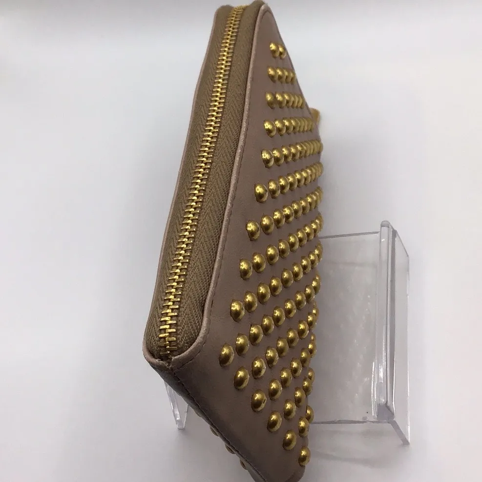MIU MIU Studded Pouch Tan Leather ... - Women Tan /Gold L x W x H): 5.5x.75x3.1 - Image 7